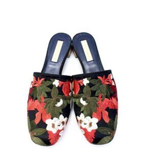 PALOMA BARCELÓ Floral Embroidered Twill Mules NEW